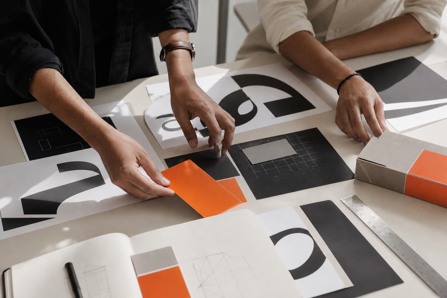 Flambeau designers developing a tactile brand system together
